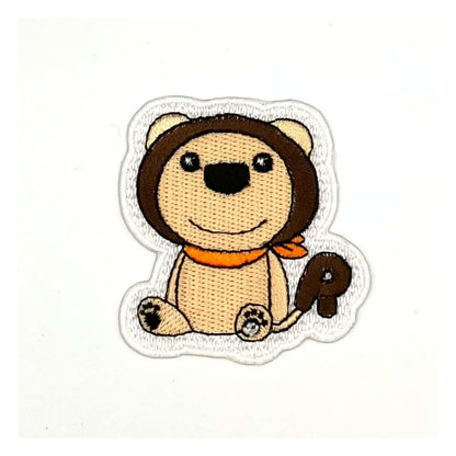 ヤングタウン刺繍ワッペン(らじおんチャン)※アイロンワッペン・ステッカー両用タイプ（オレンジ）