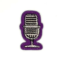 ヤングタウン刺繍ワッペン(マイク)※アイロンワッペン・ステッカー両用タイプ（パープル）