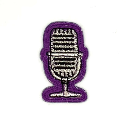 ヤングタウン刺繍ワッペン(マイク)※アイロンワッペン・ステッカー両用タイプ（パープル）