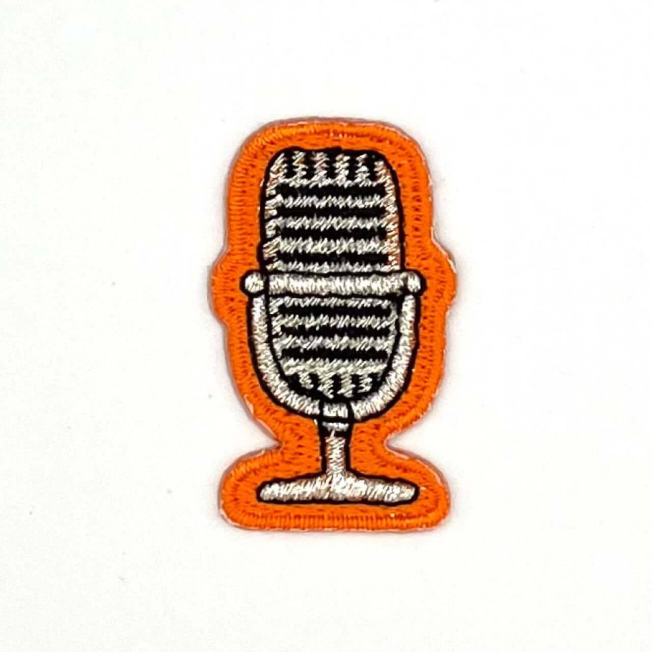 ヤングタウン刺繍ワッペン(マイク)※アイロンワッペン・ステッカー両用タイプ（オレンジ）