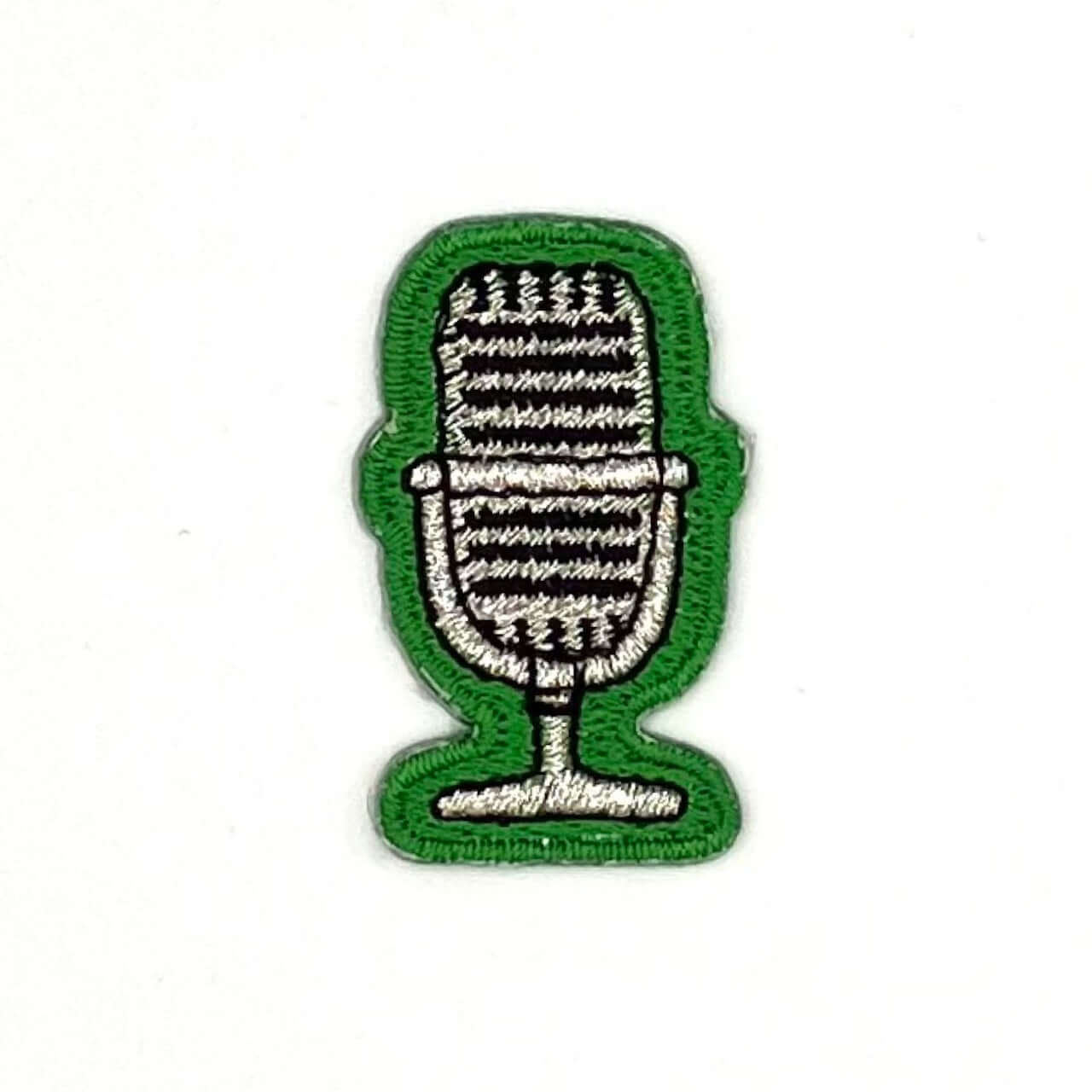 ヤングタウン刺繍ワッペン(マイク)※アイロンワッペン・ステッカー両用タイプ（グリーン）