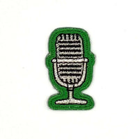 ヤングタウン刺繍ワッペン(マイク)※アイロンワッペン・ステッカー両用タイプ（グリーン）