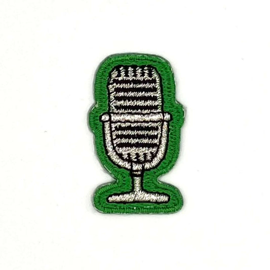 ヤングタウン刺繍ワッペン(マイク)※アイロンワッペン・ステッカー両用タイプ（グリーン）