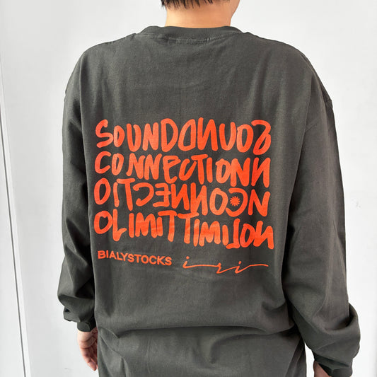 SOUND CONNECTION -NO LIMIT-　ロングスリーブTシャツ　チャコールブラック×オレンジ