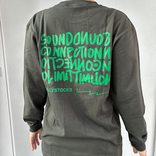 SOUND CONNECTION -NO LIMIT-　ロングスリーブTシャツ　チャコールブラック×グリーン