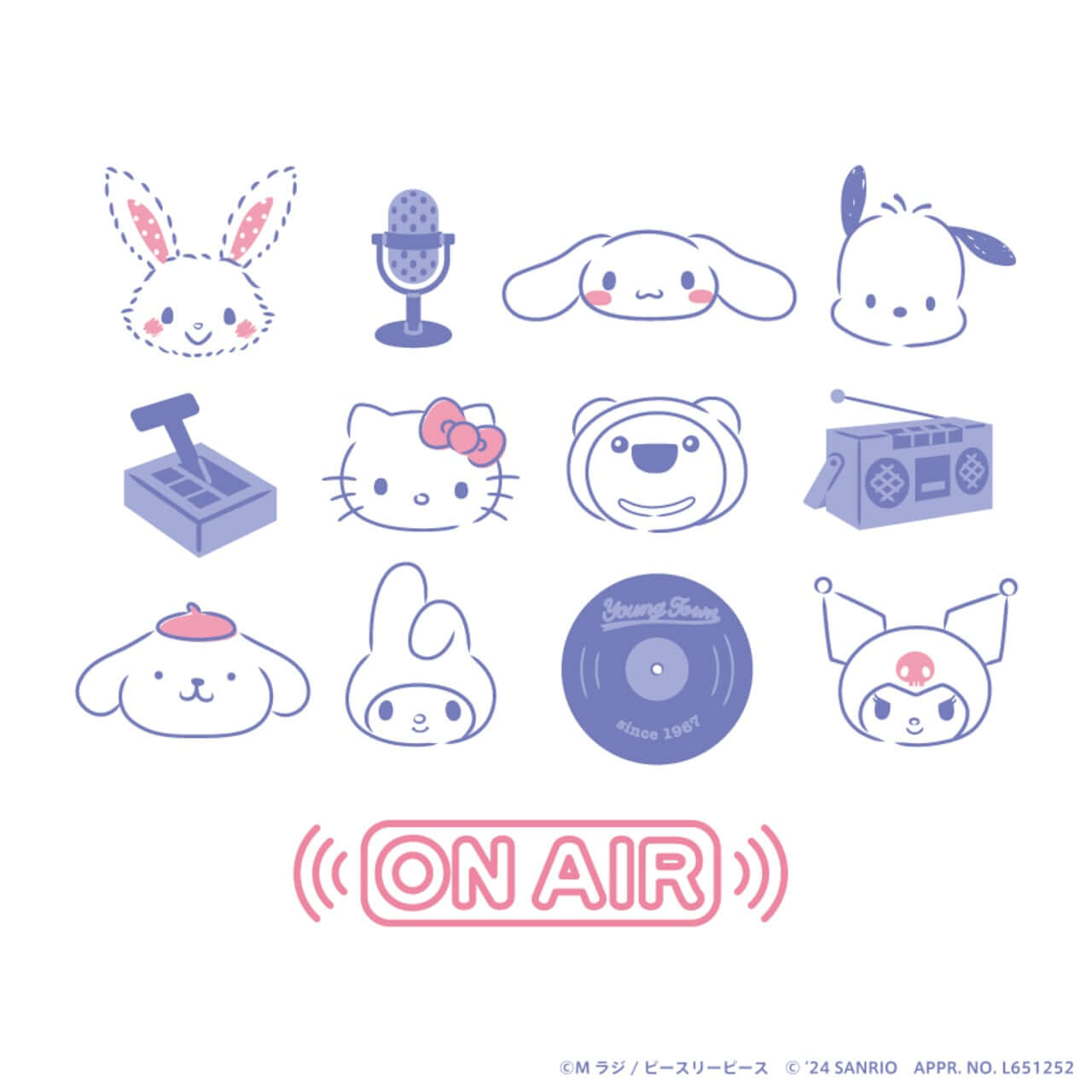 ヤングタウン×サンリオキャラクターズ TシャツA（ホワイト）