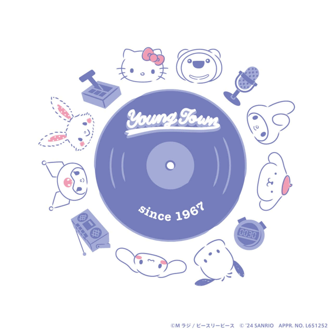 ヤングタウン×サンリオキャラクターズ TシャツＢ（ホワイト）