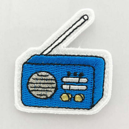 ヤングタウン刺繍ワッペン(ラジオ)※アイロンワッペン・ステッカー両用タイプ（ブルー）