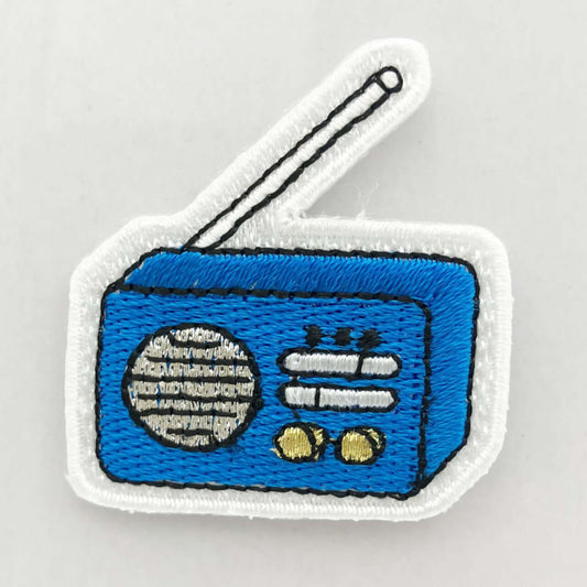 ヤングタウン刺繍ワッペン(ラジオ)※アイロンワッペン・ステッカー両用タイプ（ブルー）