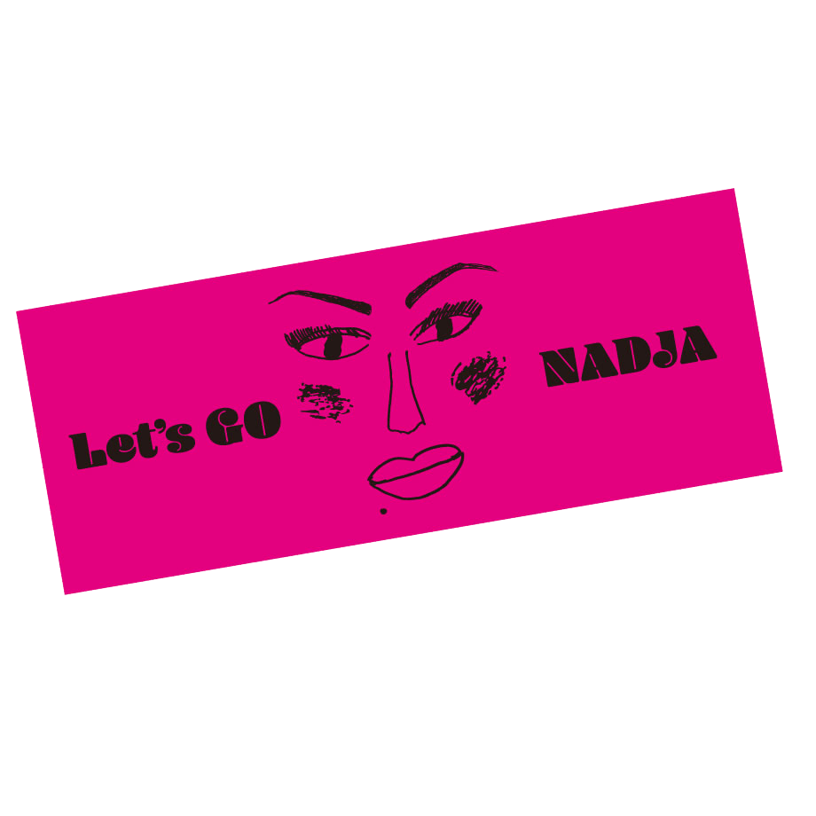 ナジャ・グランディーバのレツゴーフライデー自筆似顔絵マフラータオル