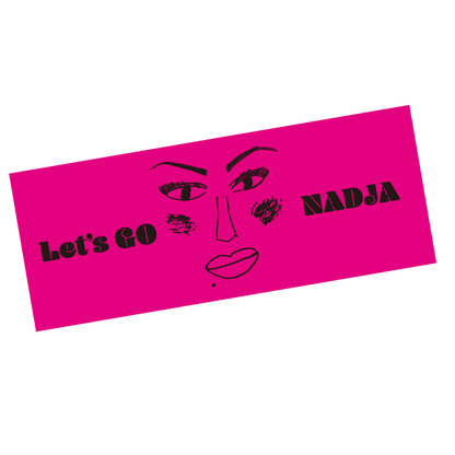 ナジャ・グランディーバのレツゴーフライデー自筆似顔絵マフラータオル