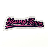 ヤングタウン刺繍ワッペン(ロゴ大)※アイロンワッペン・ステッカー両用タイプ（ピンク）