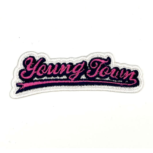 ヤングタウン刺繍ワッペン(ロゴ大)※アイロンワッペン・ステッカー両用タイプ（ピンク）